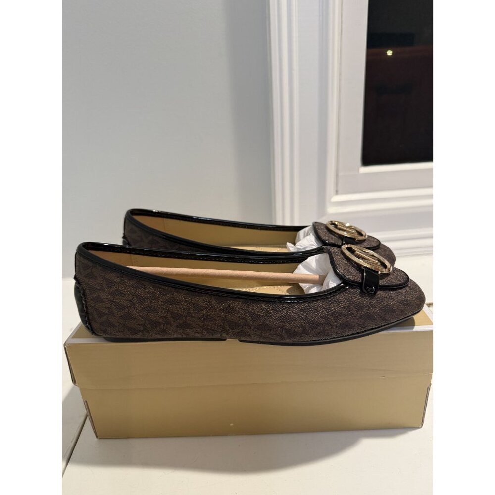 NWB Michael Kors Lillie Logo Moccasin Flats Brown Size 8 $115 [jb] - Picture 6 of 16